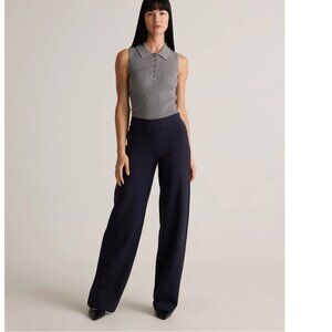 New Quince Ultra Stretch Wide Leg Pants Navy Sz Small 32 Long